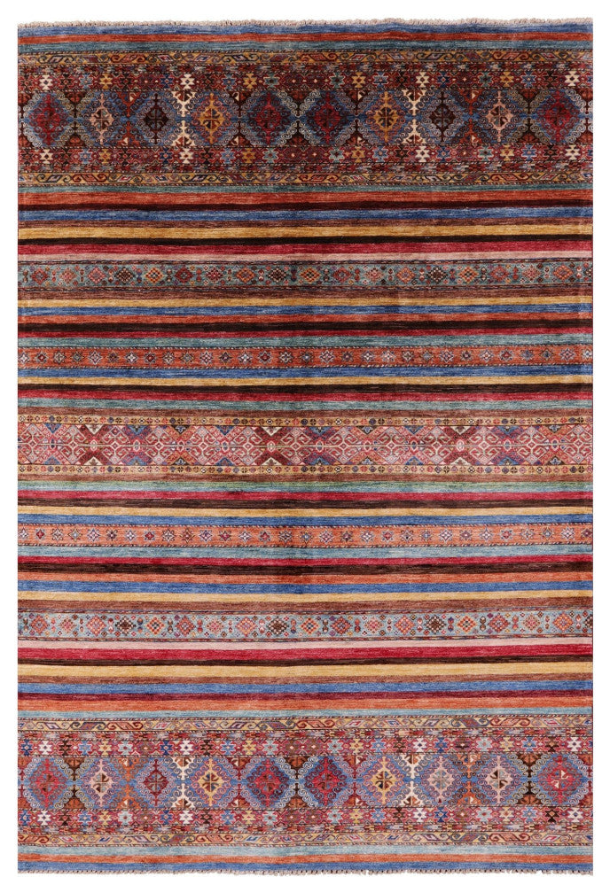 6' 8" X 9' 10" Khorjin Super Kazak Handmade Wool Rug Q10752