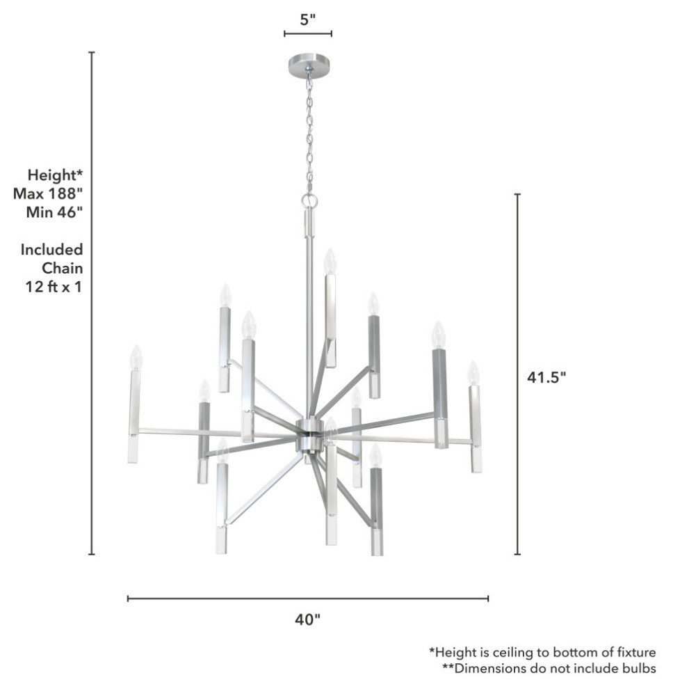 Hunter Sunjai Brushed Nickel 12 Light 3-Tier Chandelier Light