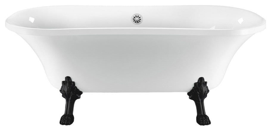68" Streamline N861BL-WH Clawfoot Tub and Tray With External Drain