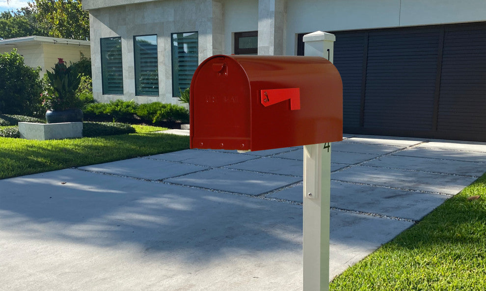 Mid Modern Rigby Curbside Mailbox and Post, Wine