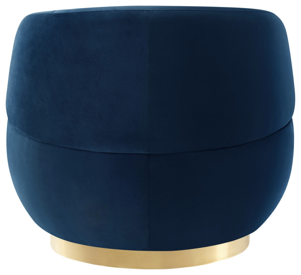 Inspired Home Shaniyah Accent Chair, Swivel, Navy/Gold Velvet