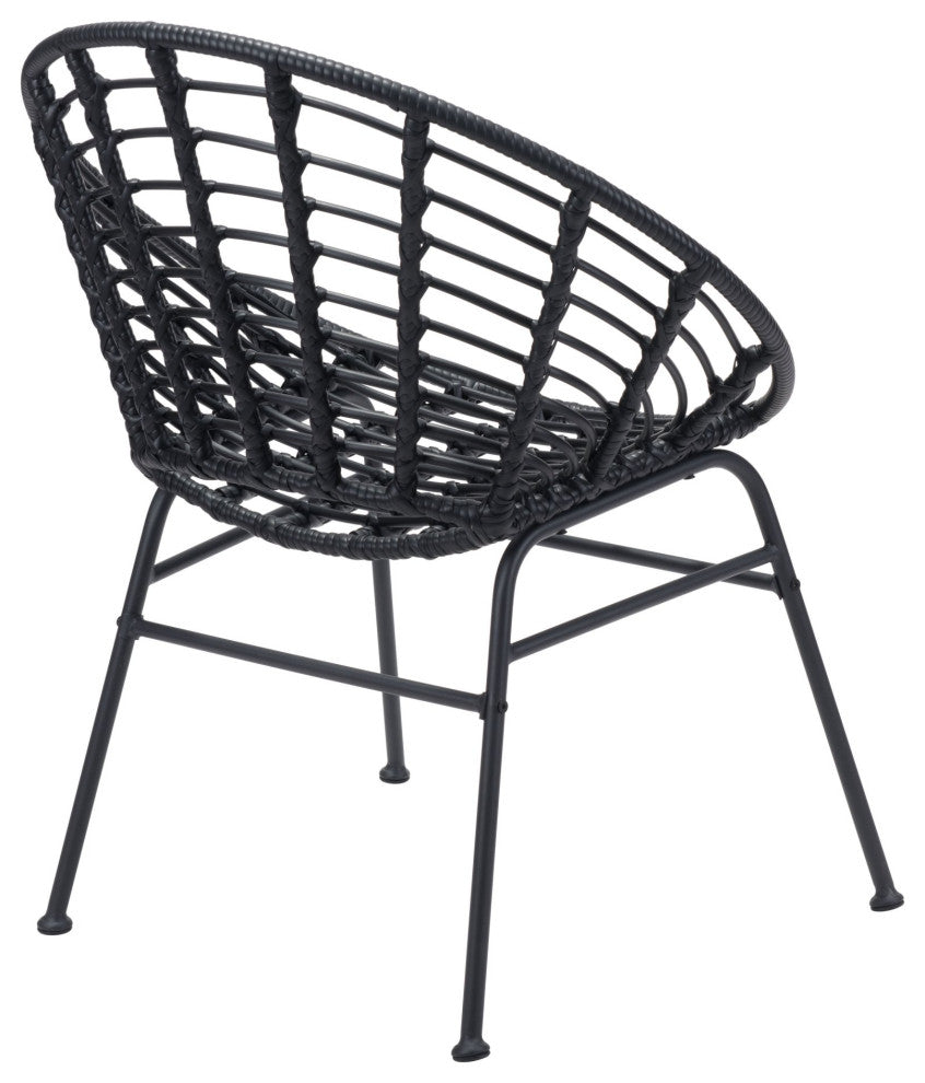 Dining Chair, Set of 2, Aluminum, Metal, Black, Outdoor Patio Balcony Garden
