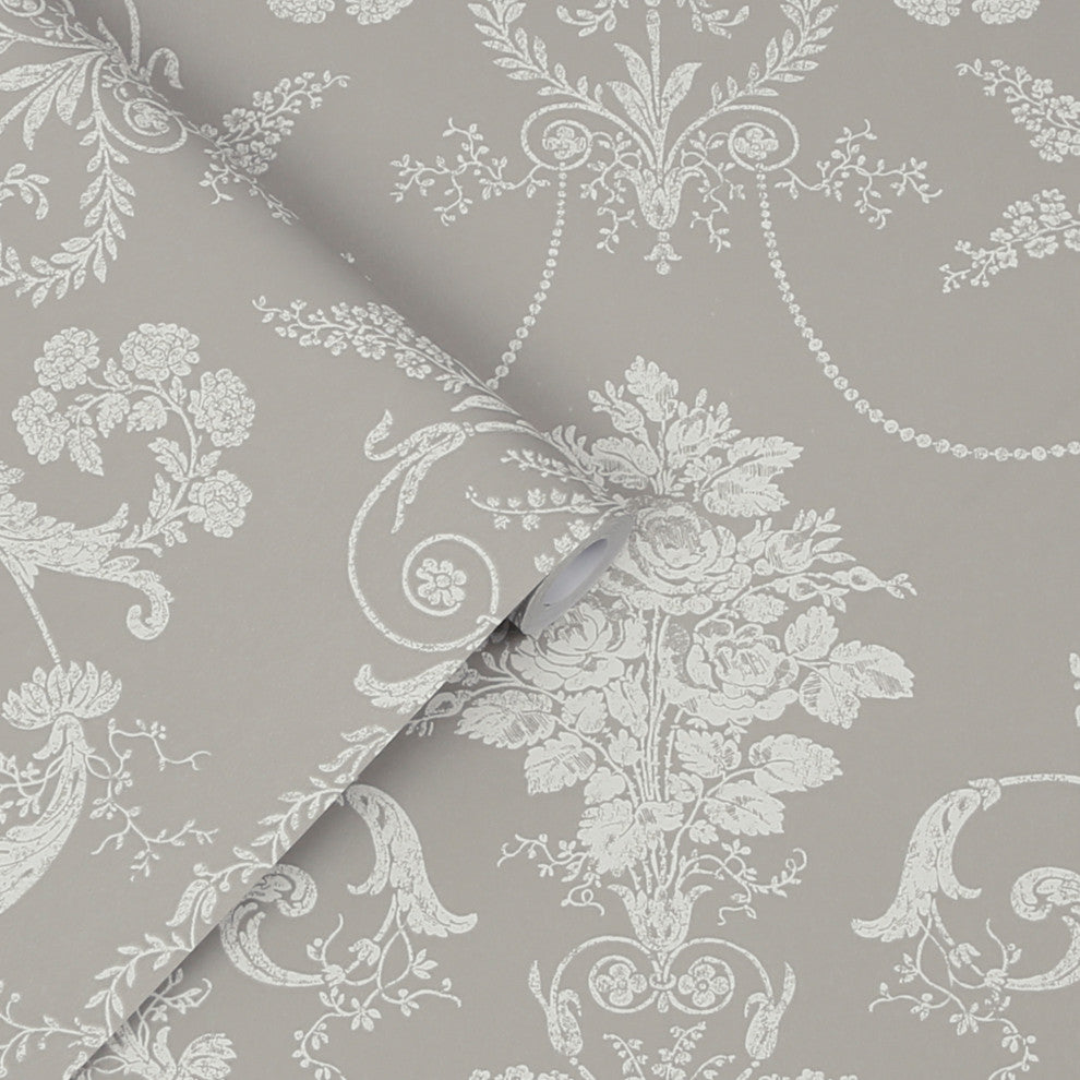 Laura Ashley Josette Wallpaper, Steel