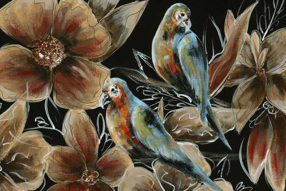 "Bronzing Bird Couple I" Painting Print on Wrapped Canvas, 36"x24"
