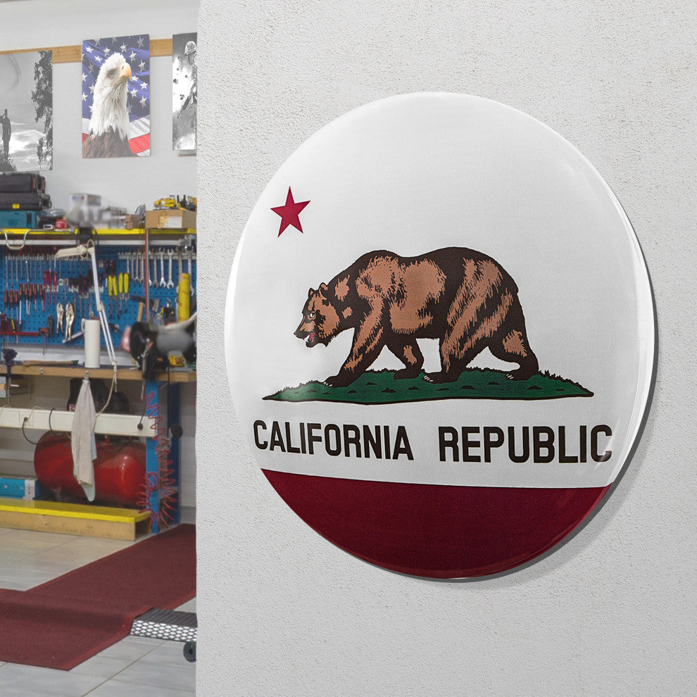 California State Flag Dome Shaped Metal Wall Decor