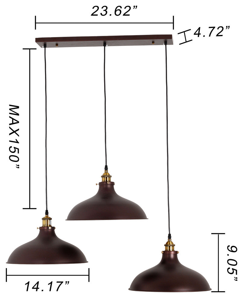 Eadred Industrial 3 Light Oil Rubbed Bronze Island Pendant 14" Wide