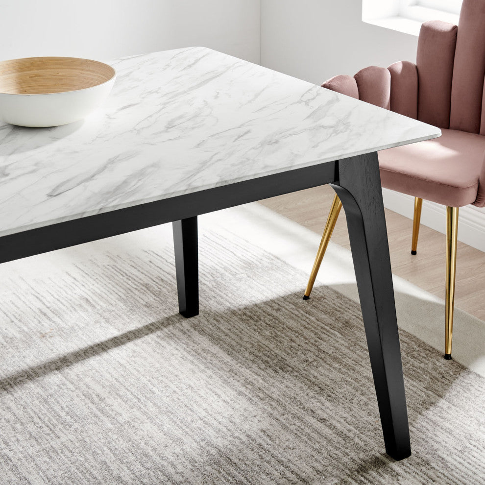 63" Rectangular Performance Artificial Marble Dining Table Black White