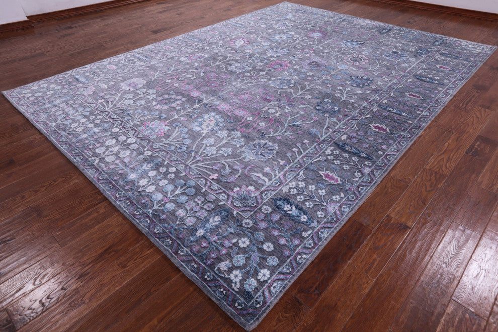 Hand Knotted Wool and Silk Persian Rug 9' 0" X 12' 3" Q8569