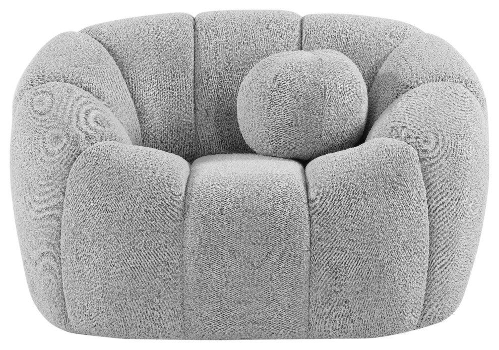 Elijah Boucle Fabric Upholstered Chair, Grey
