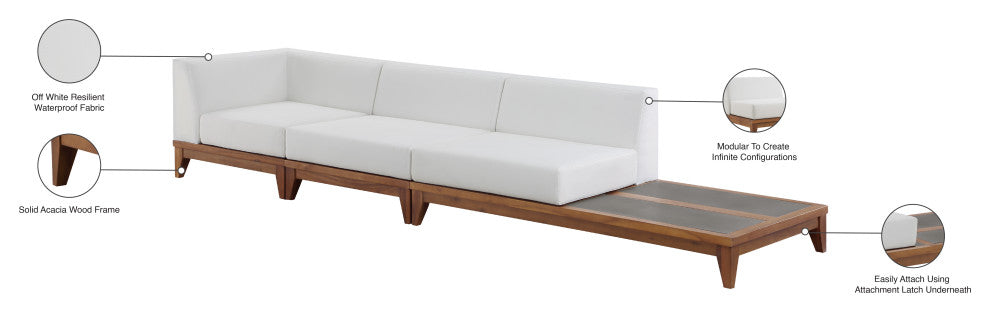 Rio Water Resistant Fabric  Patio 3-Piece Modular Sofa, Off White