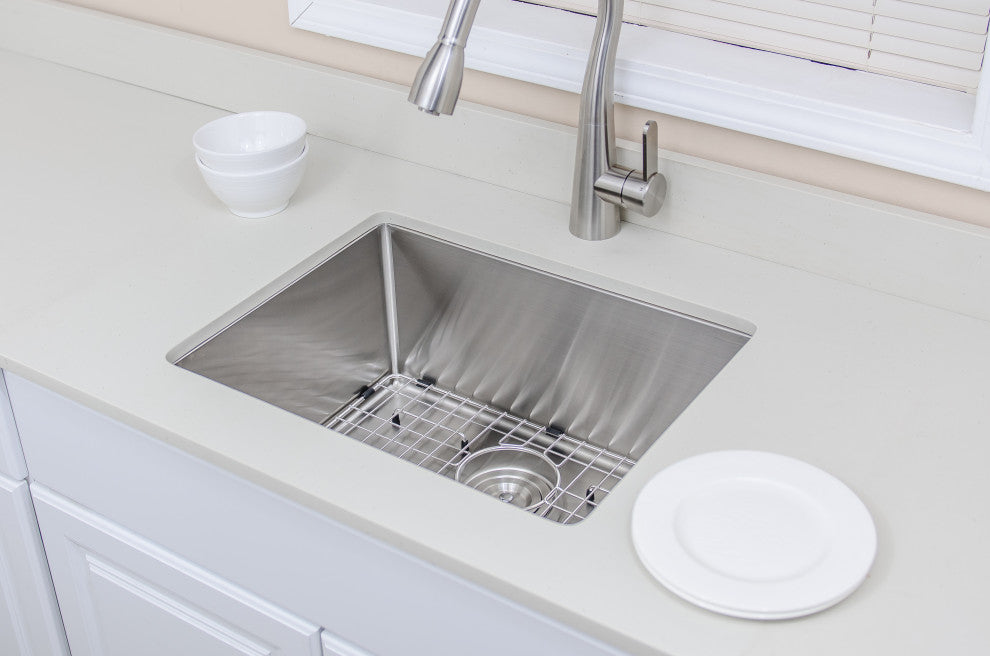 Wells Sinkware Handcrafted 16-gauge Single Stainless Steel Kitchen Sink Package