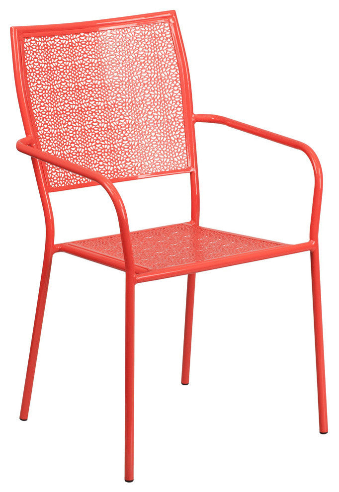 Coral Indoor-Outdoor Steel Patio Arm Chair With Square Back