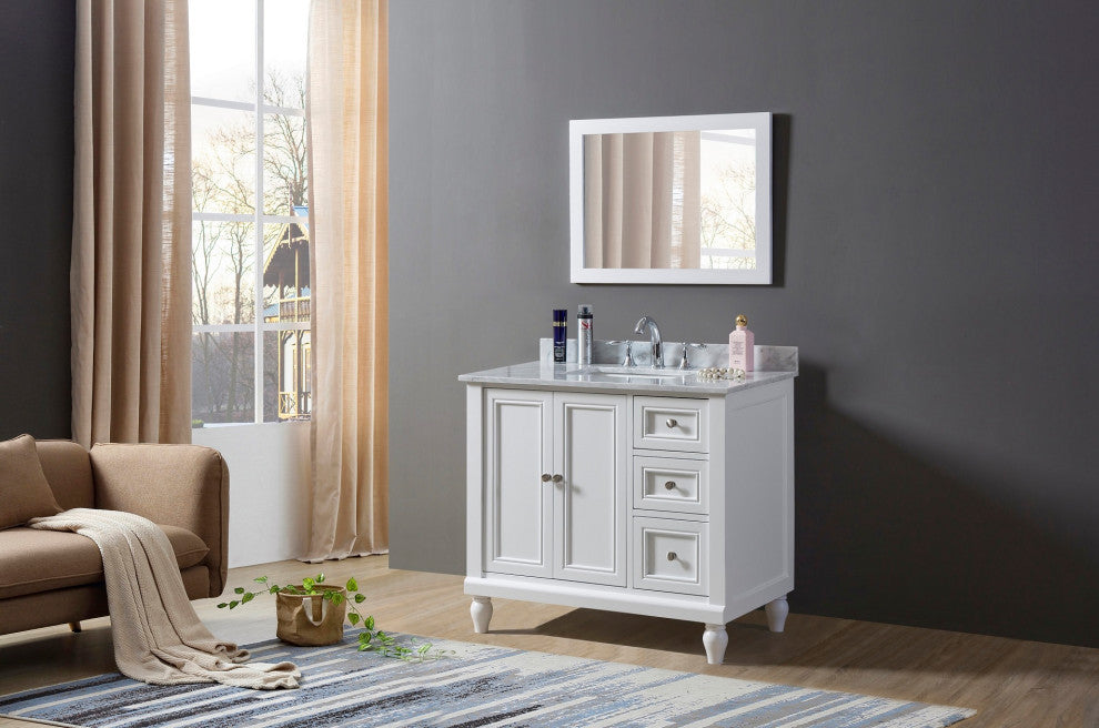 36" Classic White Bath Vanity and Mirror