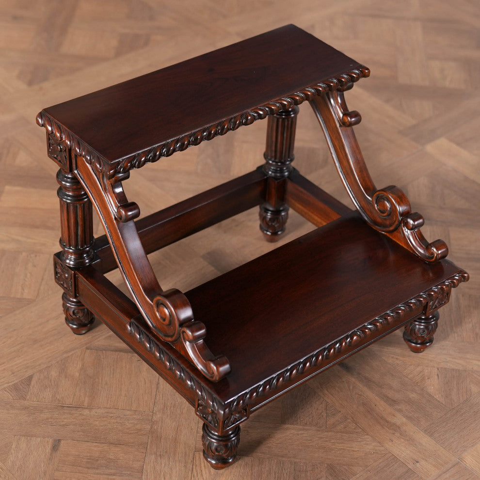 NBR101 Carved Mahogany Bed Step