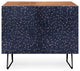 Deny Designs Nights Sky, Navy Credenza, Walnut, Black Steel legs