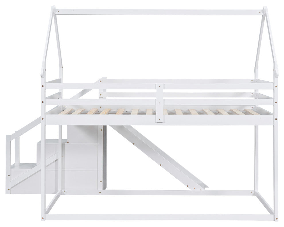 Gewnee Twin over Twin House Loft or Bunk Bed