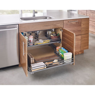 Solid Surface U-Shape Pull Out Organizer for Sink Base Cabinet, 32.69"