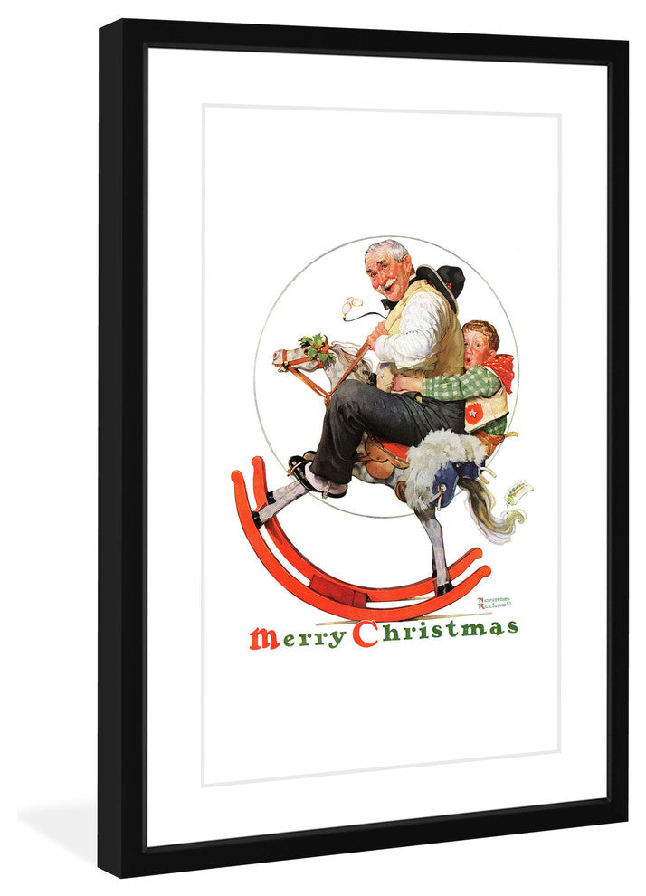 "Gramps, Rocking Horse" Framed Print by Norman Rockwell