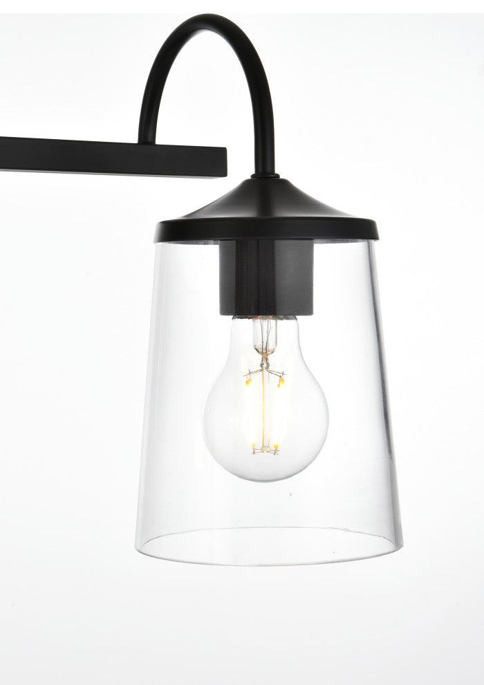 4 Light Black And Clear Bath Sconce