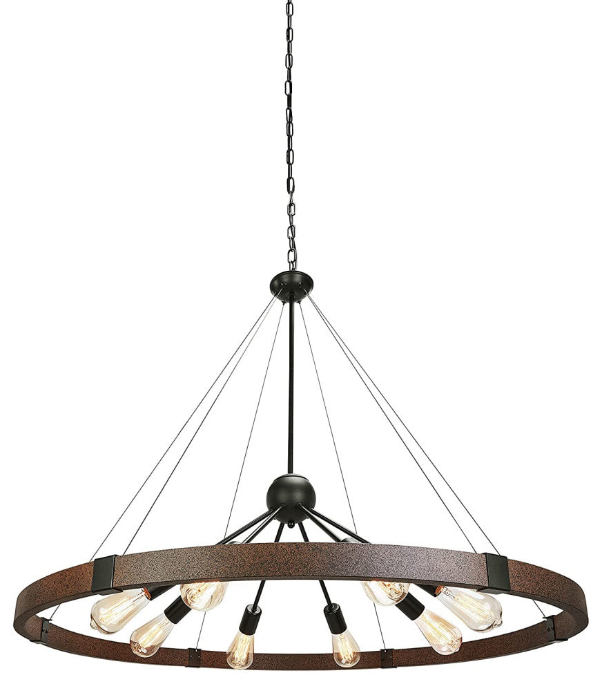 Farmhouse Wheel Chandelier 8 Light Metal Sputnik Pendant Light Fixture