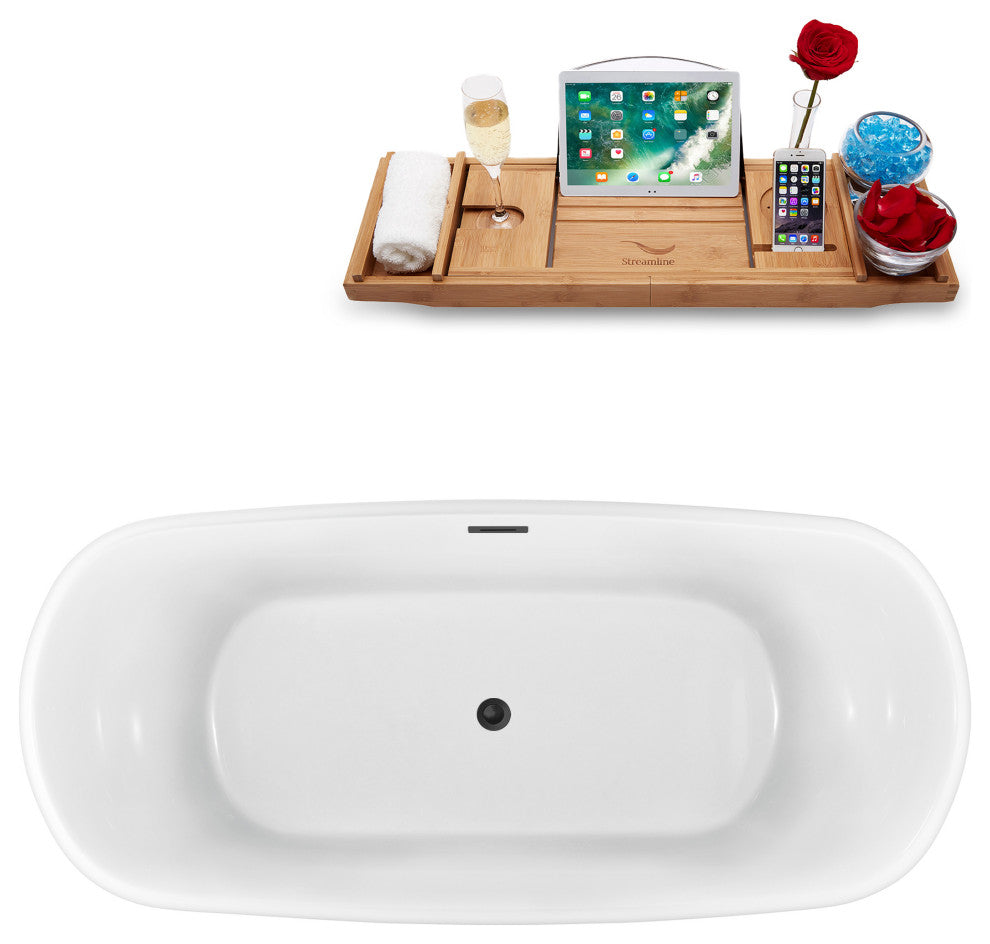 67" Streamline N663BGM Freestanding Tub and Tray With Internal Drain