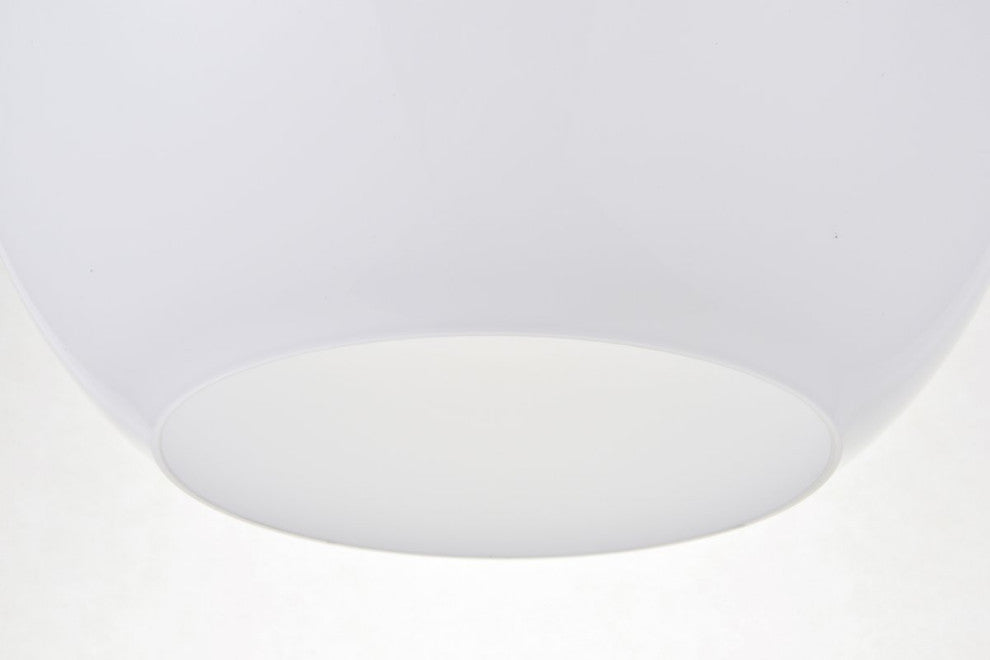 Midcentury Modern Brass And Frosted White 1-Light Pendant