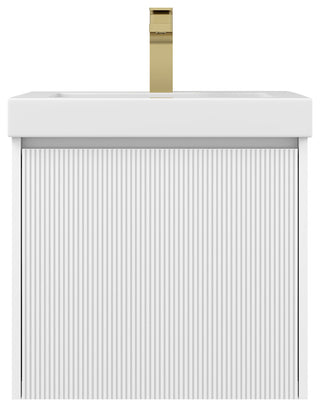 Floating Bathroom Vanity with Sink, Wall Mounted Vanity, White, 20'' W/ Sink