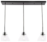 Living District Frey 3-Light Mid-Century Metal Pendant in Black and Clear
