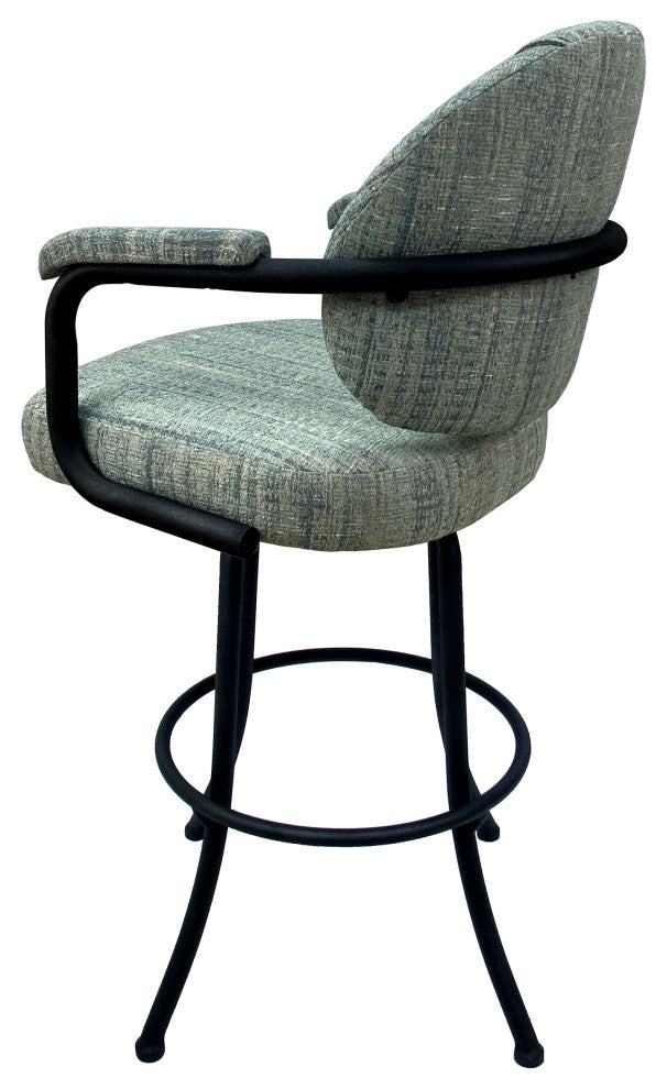 Swivel Counter Metal Pub Set - M-70 Stools 26" or 30", Watusi Aquatint - Black, 30", Crackle Glass