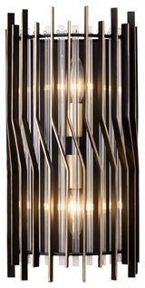 Park Row 2-Light Wall Sconce, Matte Black/French Gold