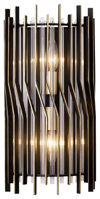 Park Row 2-Light Wall Sconce, Matte Black/French Gold