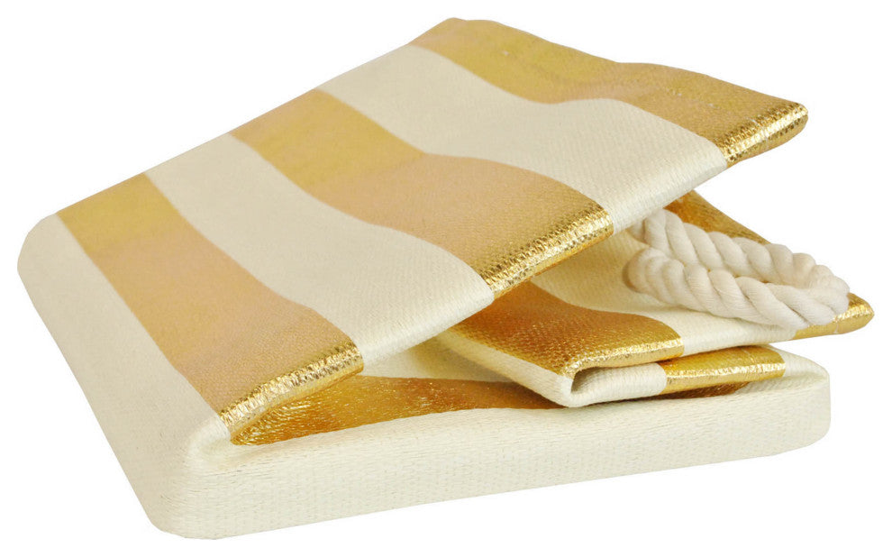 Paper Bin Stripe Gold Rectangle Medium 15"x10"x12"
