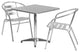 27.5'' Square Aluminum Indoor-Outdoor Table Set with 2 Slat Back Chairs