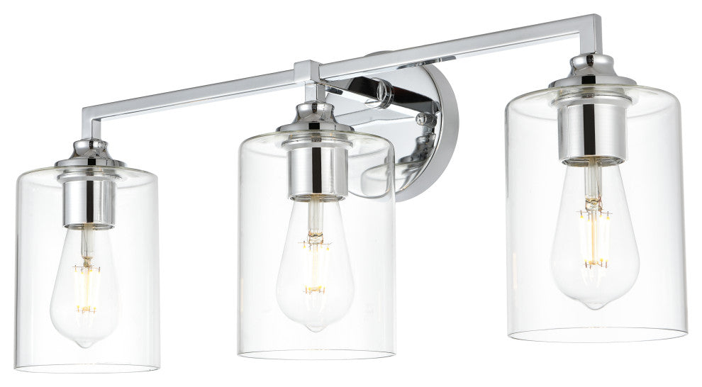 3 Light Chrome And Clear Bath Sconce