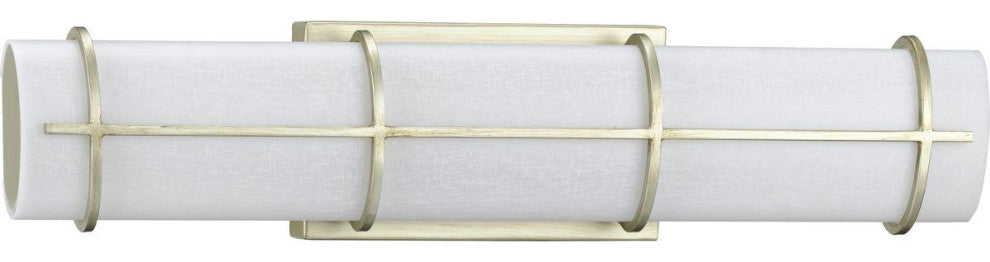 Grid LED 1-Light White Linen Glass LED Modern Wall Light, Silver Ridge