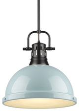 Golden Lighting 3604-L-BLK Duncan 1 Light 14"W Pendant - Black / Seafoam