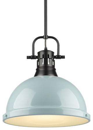 Golden Lighting 3604-L-BLK Duncan 1 Light 14"W Pendant - Black / Seafoam