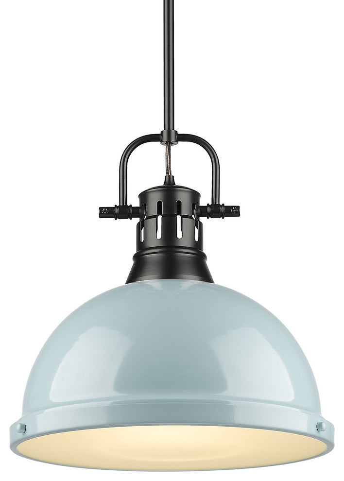 Golden Lighting 3604-L-BLK Duncan 1 Light 14"W Pendant - Black / Seafoam