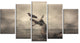 Crow Perching on Tree, Animal Canvas Art Print, 60"x32", 5 Panels