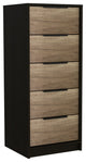 Egeo 5 Drawer Dresser, Black Wengue / Pine