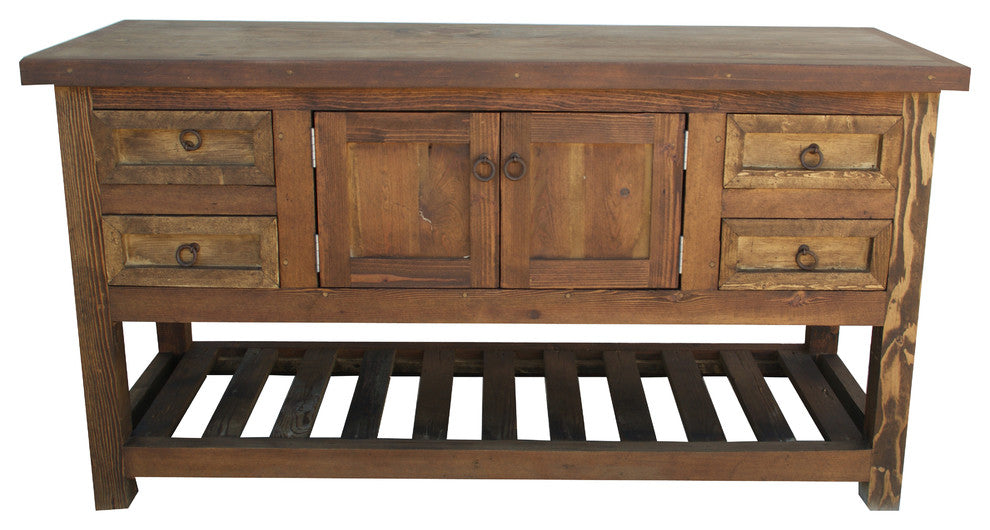 Belmont Reclaimed Wood Rustic Bathroom Vanity, 60"x20"x32"