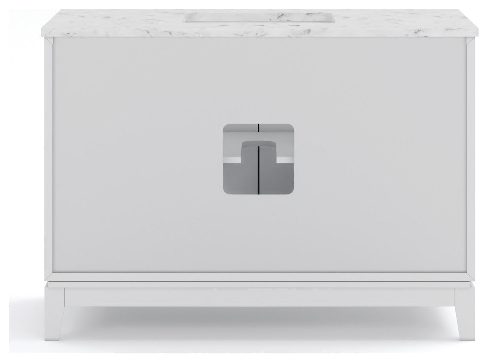 Elizabeth 48" Single Sink Carrara White Marble Vanity, Pure White