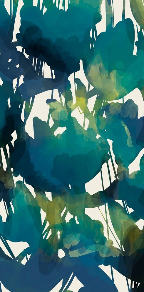 Abstract Floral Floral Print Bath Towel, Teal