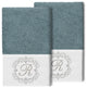 Linum Home Turkish Cotton Monica 2-Piece Embellished Hand Towel Set, Teal