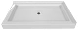 Valley Acrylic Double Threshold Acrylic Center Drain Shower Base 48", White, 48"