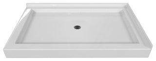 Valley Acrylic Double Threshold Acrylic Center Drain Shower Base 48", White, 48"