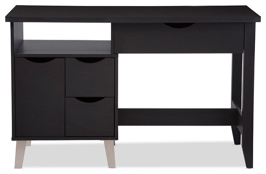 Mckenzie Modern Dark Brown Wood 3-Drawer Home Office Study Desk