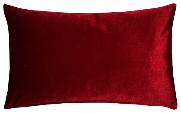 Pillow Decor - Corona Velvet Throw Pillow, Red, 12"x20"