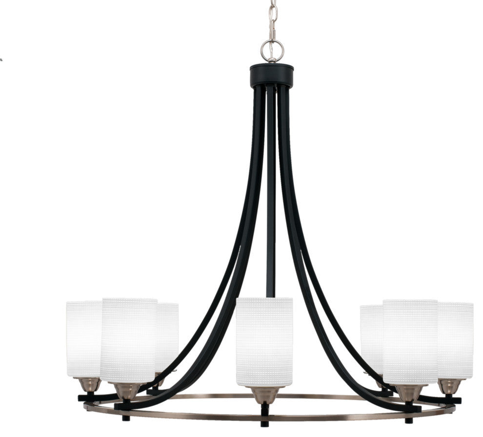Paramount 8-Light Chandelier, Matte Black & Brushed Nickel, 4" White Matrix
