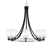 Paramount 8-Light Chandelier, Matte Black & Brushed Nickel, 4" White Matrix